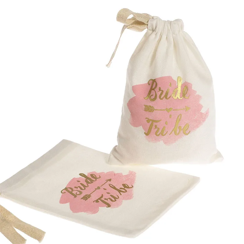 customized muslin pouch bag small cotton drawstring glitter gift