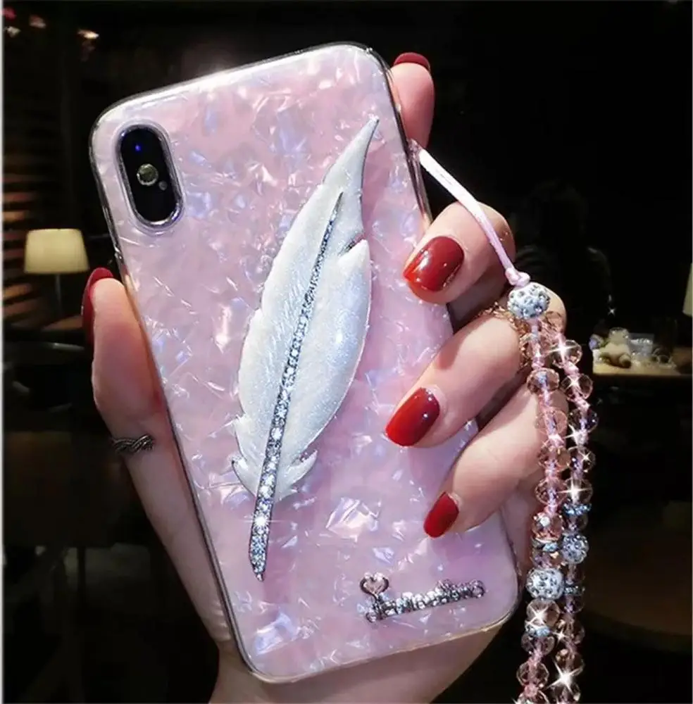 New Fashion feather phone case for girl; Handmade Bling feather design mobile phone case cover for iPhone XSmax, White/pink
New Fashion feather phone case for girl; Handmade Bling feather design mobile phone case cover for iPhone XSmax, White/pink