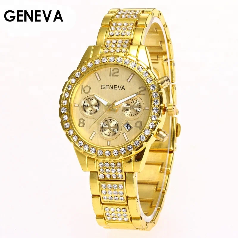 2017 Gold Watch Women Luxury Brand New Geneva Ladies Quartz Watches Gifts For Girl Full Stainless Steel Rhinestone Wristwatches, 3 colors
2017 Gold Watch Women Luxury Brand New Geneva Ladies Quartz Watches Gifts For Girl Full Stainless Steel Rhinestone Wristwatches, 3 colors
