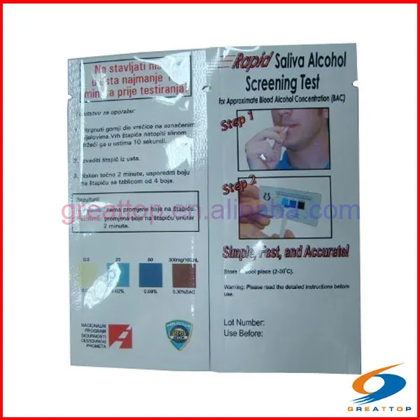 paper one time saliva breathalyzer disposable alcohol tester