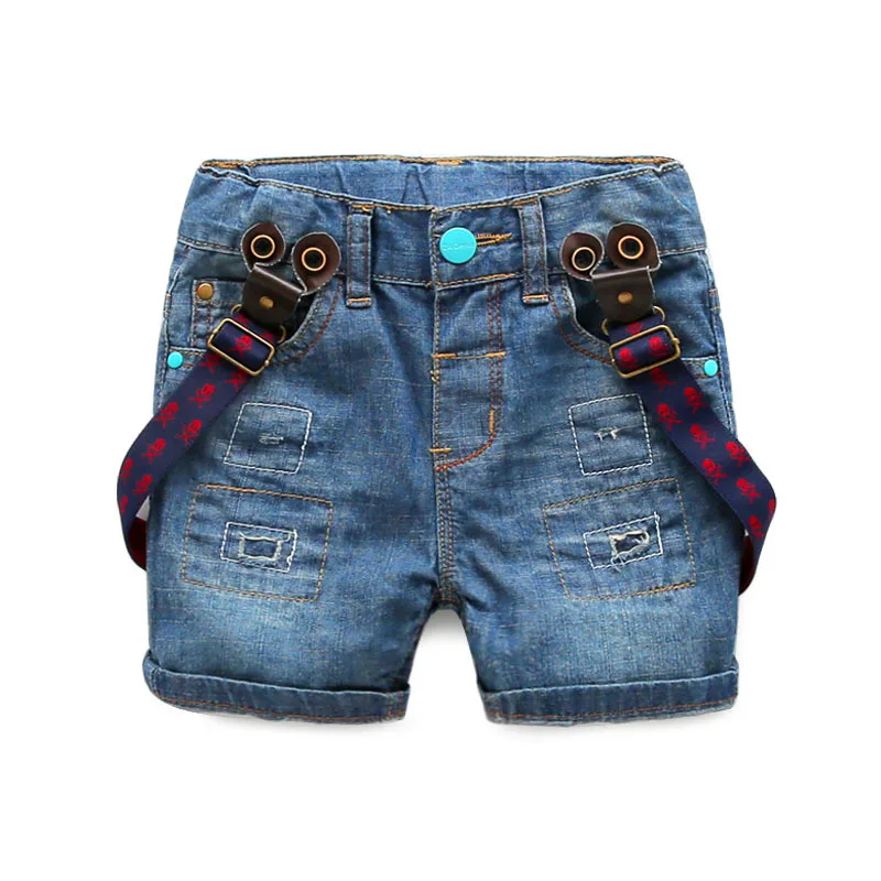 Boys ripped Jeans shorts 2015 new style fashion brand kids shorts boys with Straps bermuda jeans menino