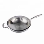 Japanese New technology Multi-ply clad stainless steel induction wok pan 32cm diameter with glass lid for sale