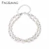 Pag&Mag Korean Trend Girl's Jewelry Bracelets Lovely Double 4-5mm Natural Pearl Bangle With S925 Silver Small Exquisite Bracelet