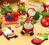 OEM Christmas Gifts crafts type key chain 3d soft pvc rubber keychains with Santa Claus Christmas Tree