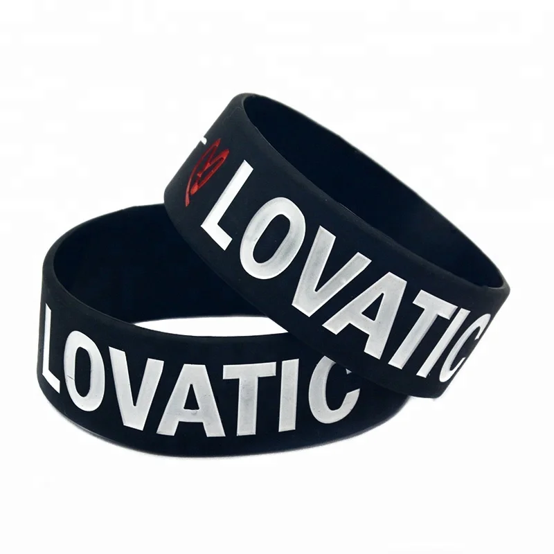 

25PCS 1 Inch Wide Lovatic Silicone Wristband for Promotion Gift, Black
