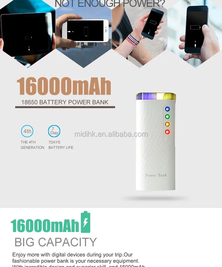 Cell phone accessories Shenzhen external battery mobile 16000 power bank with cable - ANKUX.COM