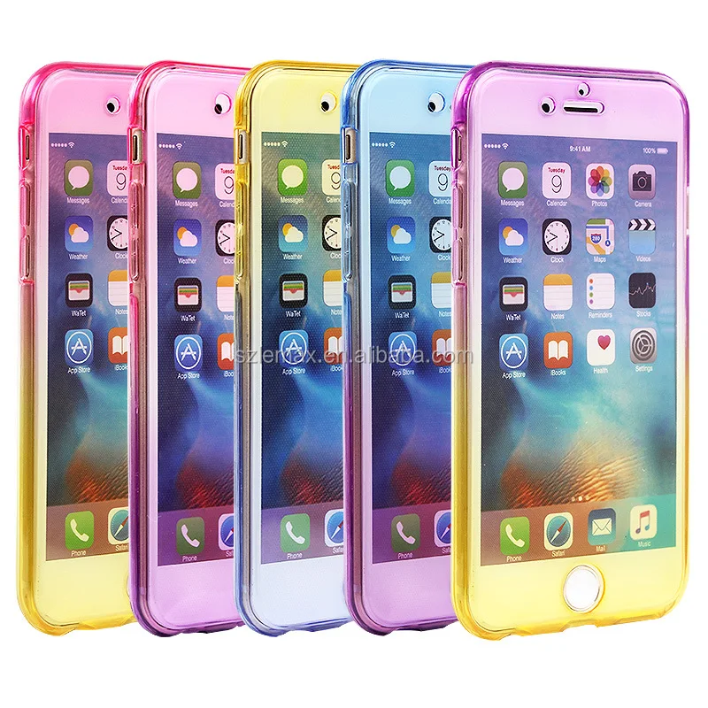 360 Full Case For iPhone 6S Smart Touch Gradient Front and Back 2 in 1 Soft TPU Clear Case For iPhone 7 Cases 5S 6S Plus 7 Plus
