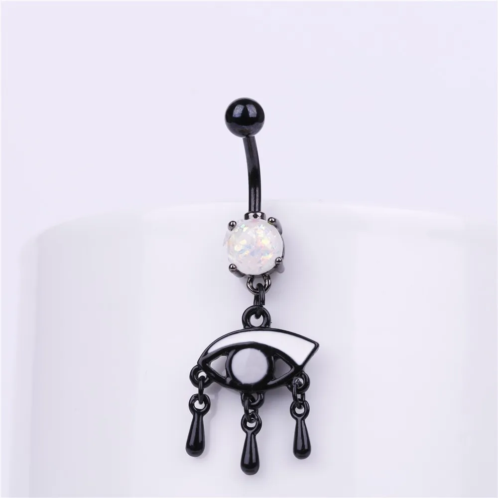 new designs opal belly button dangling black eyes