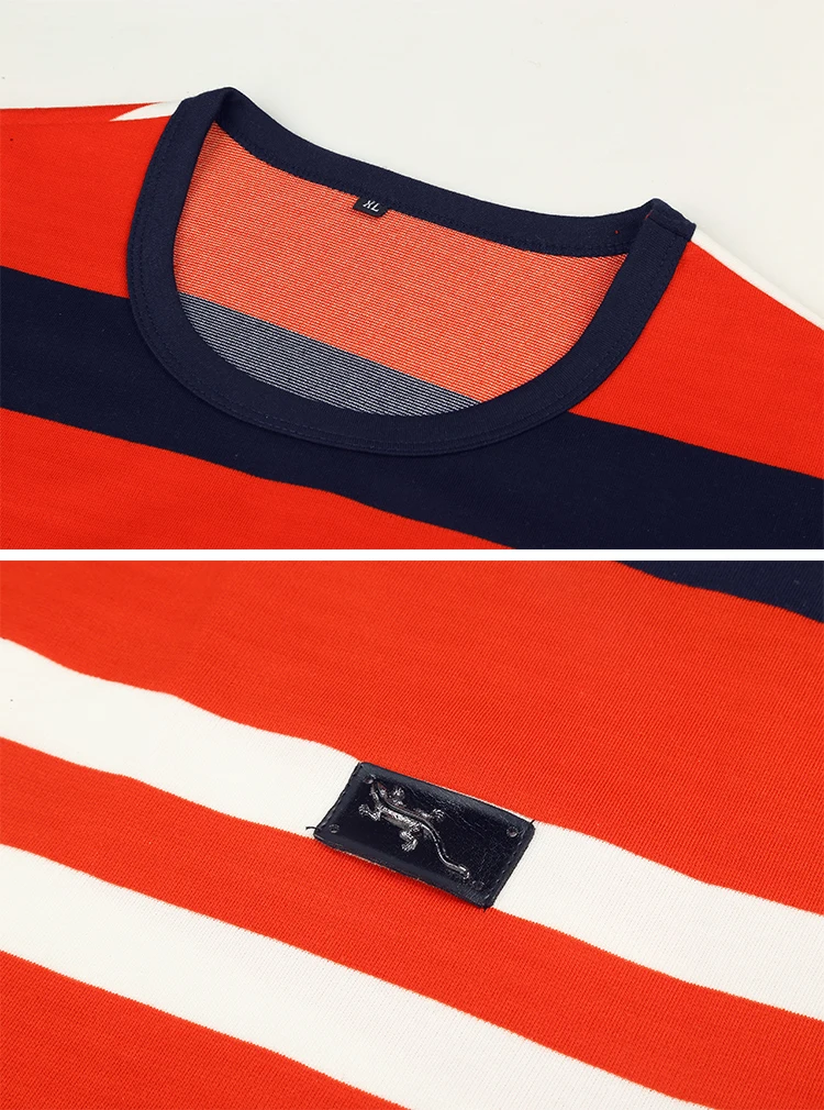 Wholesale Men's Black White Red Striped 100% cotton t shirt For Men