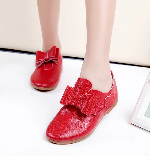 New Arrival 2015 Autumn Girls Soft Bottom Leather Shoes Korean Princess Shoes Kids Children's Bowknot LOVE Comfortable Shoes