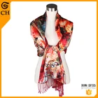 Latest Design Fashion Wholesale colorful ladies 100% silk neck scarf with cashmere in the back,shawl