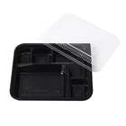 5 compartment disposable plastic PS food container with clear lid