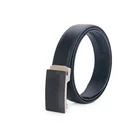 Durable 140 black genuine leather buckle belt for man