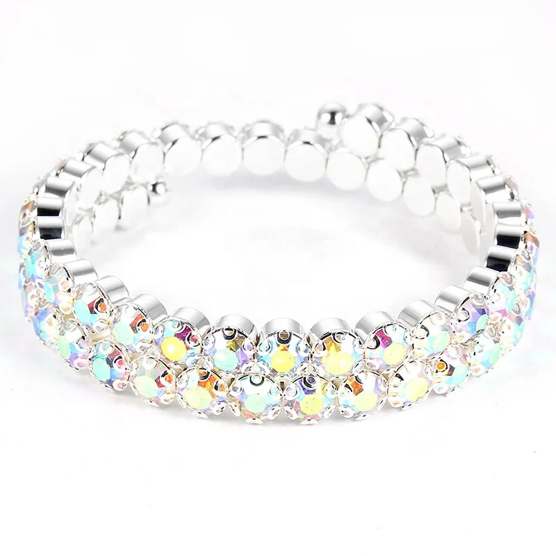 2 Rows Bling Rhinestone Crystal Stretch Bracelet Wedding Bridal Wristband Bangle, Gold color
2 Rows Bling Rhinestone Crystal Stretch Bracelet Wedding Bridal Wristband Bangle, Gold color