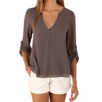 Feelingirl High Quality Low Price Sexy V Neck Button Breathable Long Sleeve Blouses For Women
Feelingirl High Quality Low Price Sexy V Neck Button Breathable Long Sleeve Blouses For Women