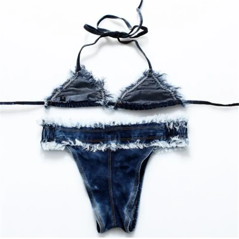 women sexy slim fashion lady cowboy swimsuit beachwear swimwear halter neck tasle fringe two piece denim jeans Bikini set
women sexy slim fashion lady cowboy swimsuit beachwear swimwear halter neck tasle fringe two piece denim jeans Bikini set