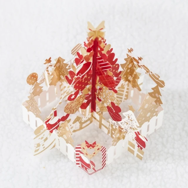 2017 handmade laser merry christmas 3d greeting card