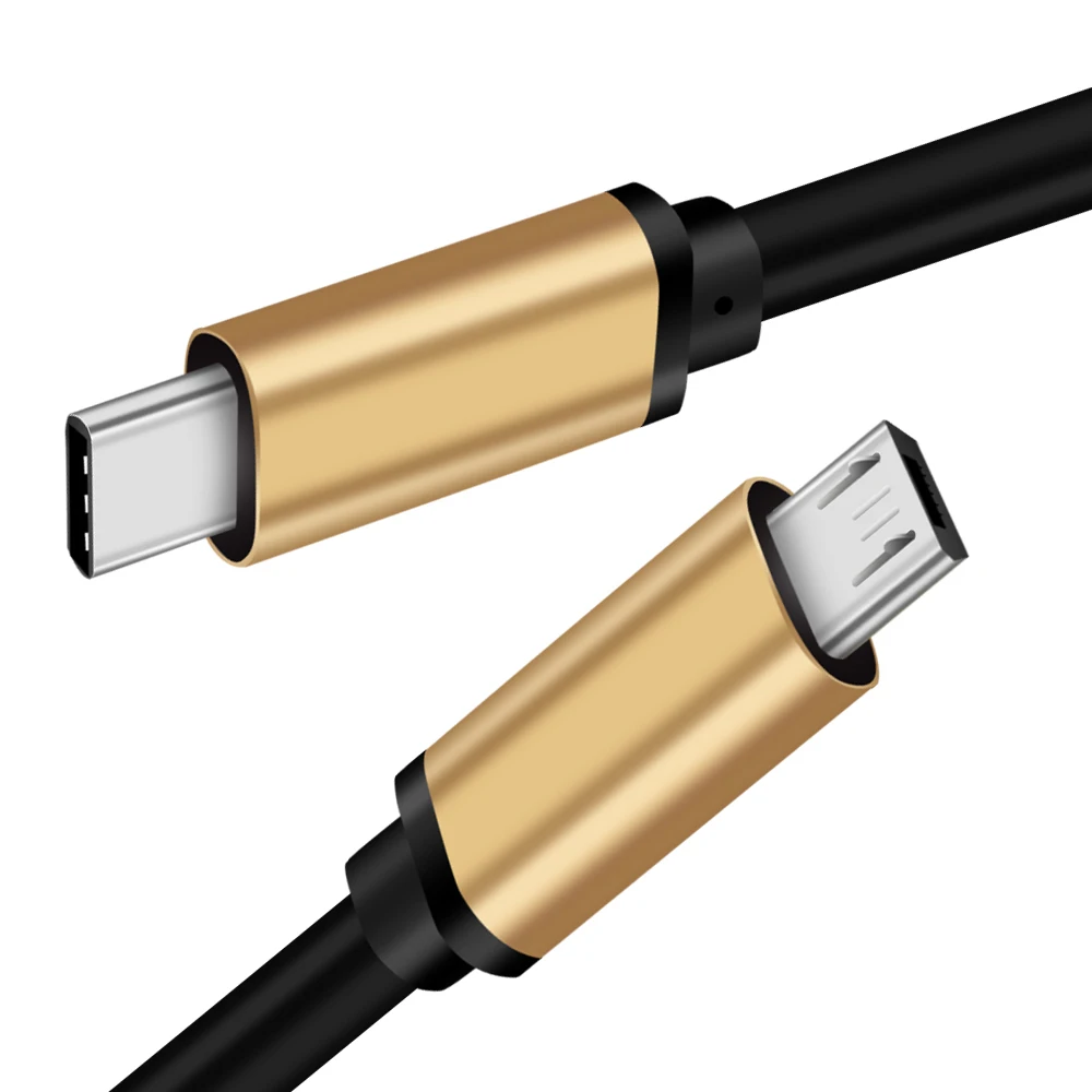 Gold cover black line type c to micro usb cable for PC,mobile phone and other devices CE/FCC/RoHS certificates - ANKUX.COM