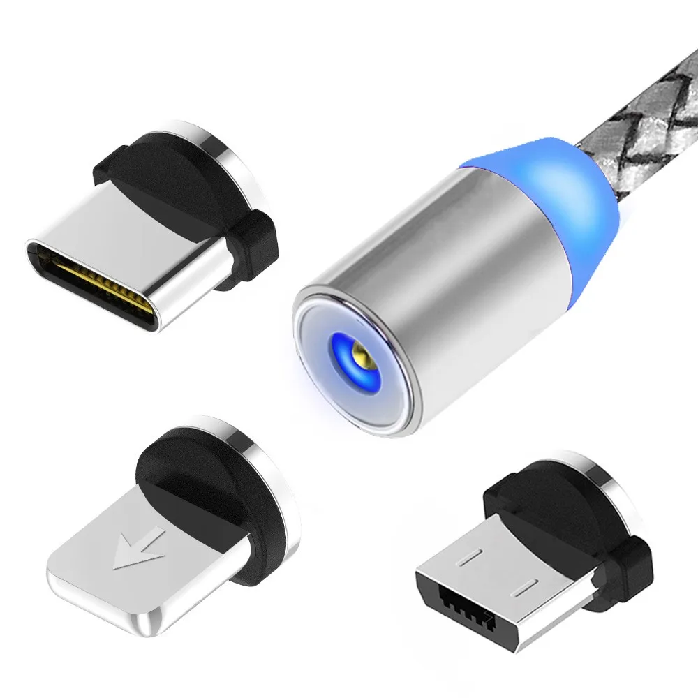 Hot Amazon Light Micro Type C Multi 3 in 1 Nylon Braided Automatic Adsorption Magnetic USB cable wire - ANKUX.COM