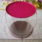 transparent clear printed handle round empty pvc tin cans