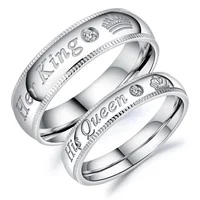 

Her King his Queen Titanium Steel Couple Rings Stainless Steel,Wedding Rings For Men And Women
