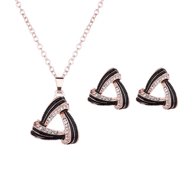 Triangle Shape Black White Ladies Rhombus Shape Pattern 2Pcs Pendant Necklace Earrings Women Jewelry Sets 
Triangle Shape Black White Ladies Rhombus Shape Pattern 2Pcs Pendant Necklace Earrings Women Jewelry Sets