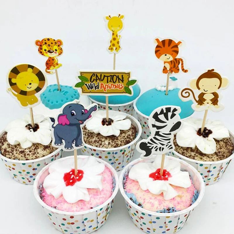 New 720 Pcs Wild Animal Party Cupcake Toppers Picks Decoration For