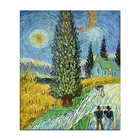 Handmade Van Gogh Abstract Road Cypress Star Custom Painting for Living Hall