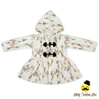 2LYF127 Yihong Winter Baby Girl Cute Printed Deer Hooded Warm Coat Princess Design Girl's Outerwear Thick Fur Kid's Coat