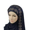 2018 New product type plain black color jersey cotton hijab , hot drilling hijab scarf
