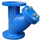 blue epoxy flanged Y type strainer for water