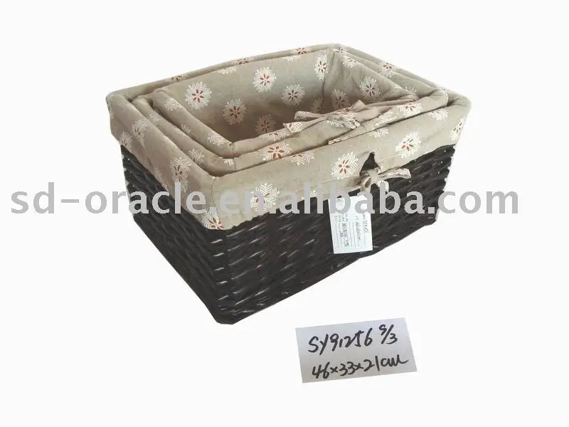 willow storage basket with fabric liner