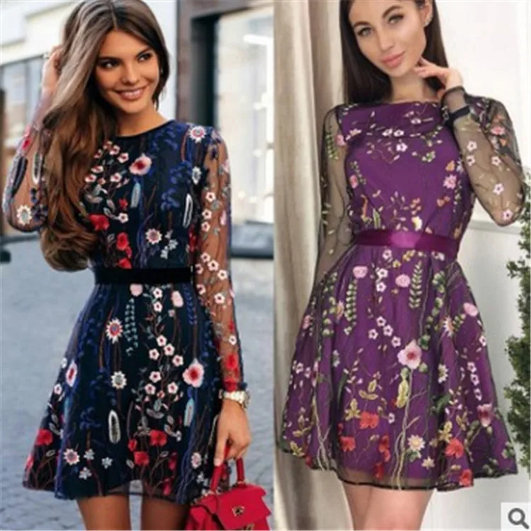 Sexy Women Floral Embroidery Dress Sheer Mesh Summer Boho Mini A-line Dress See-through Black Dress, As picture
Sexy Women Floral Embroidery Dress Sheer Mesh Summer Boho Mini A-line Dress See-through Black Dress, As picture