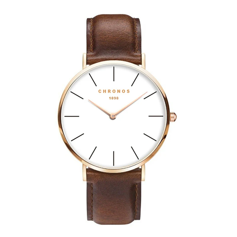 Chronos Men Watches Leather Strap Women Watches Rose Gold Silver Quartz Wrist Watch Relogio Masculino
Chronos Men Watches Leather Strap Women Watches Rose Gold Silver Quartz Wrist Watch Relogio Masculino