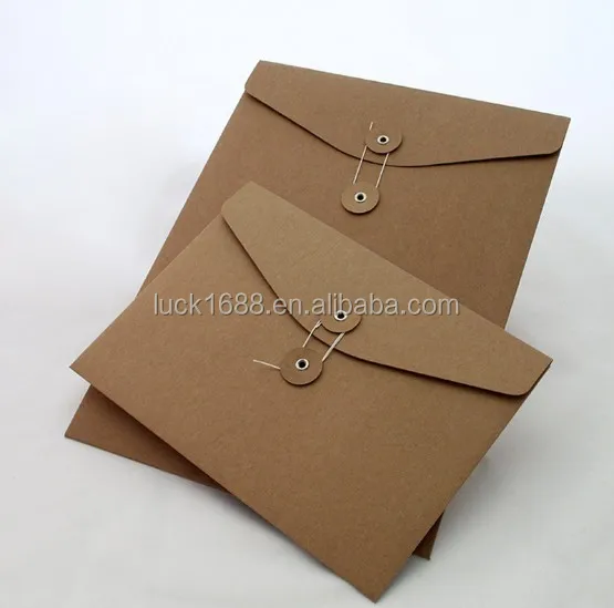 Prix de gros oem c5 taille brun sac en papier kraft enveloppes avec cravate et fermeture à oeillets