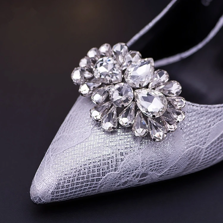 Bling Wedding Bridal Diamante Crystal Shoe Clips High Heel Leather