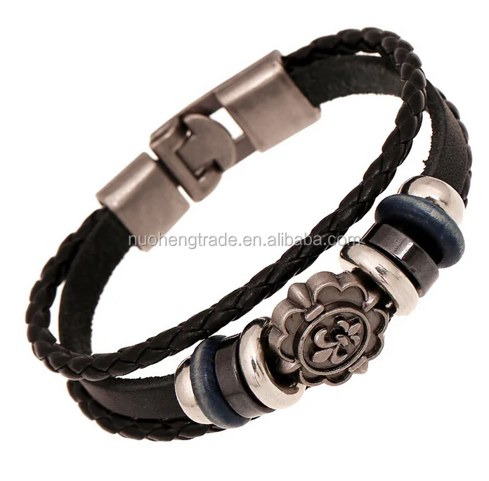 Retro Braided Leather Punk Style Antique Metal Charm Beads Bracelet Bangle, Antique silver/black leather
Retro Braided Leather Punk Style Antique Metal Charm Beads Bracelet Bangle, Antique silver/black leather