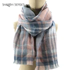 2 Sides Scarves 2 Sides Scarf Fancy 2 Sides Reversible Plaid Herringbone Women's Chunky Knitted Scarf