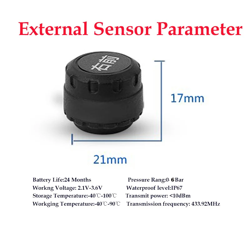 TPMS Solar Wireless Car Tire Pressure Indicator 4 External Sensor Energy Display LCD Screen Car Alarm System 1 (13)
