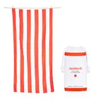 Custom Brand Sand Free Microfibre Stripes Printed Striped Cabana Microfiber Beach Towel with Mesh Bag