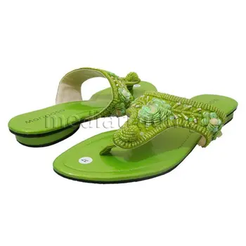 Lime Green Sequin Flower~women's Dress Sandal - Buy Beaded Sandals Product on Alibaba.com
