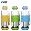 China brands bpa free fruit infuser drink silicone glass water bottle with sleeve