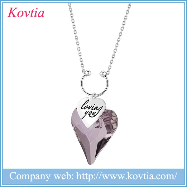 love gift the latest jewellery lavender heart long chain crystal