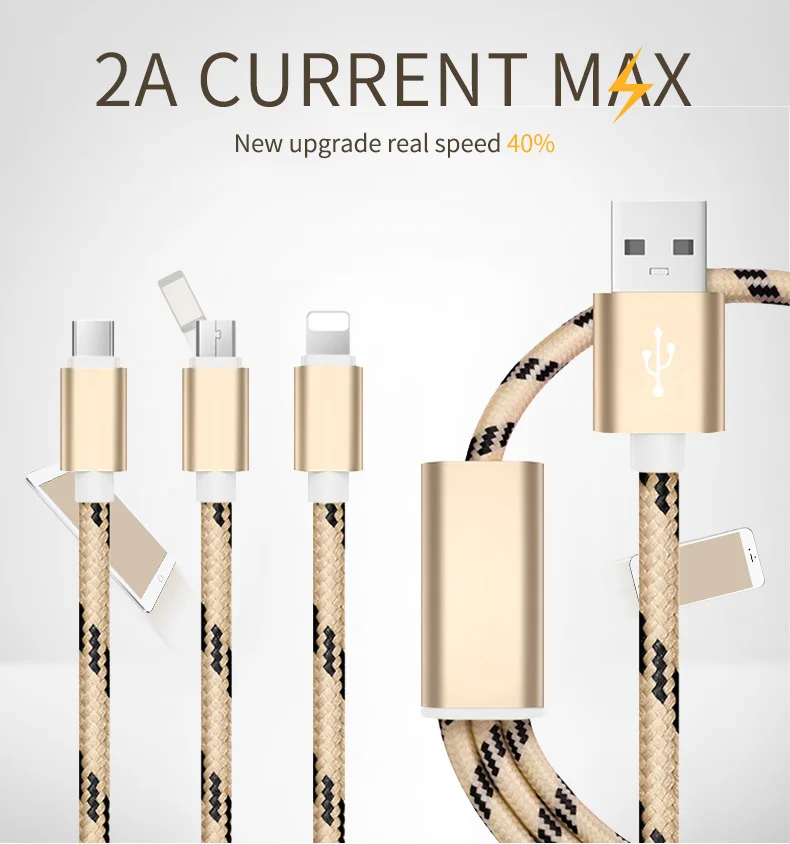 USB Cable 3 in1 usb cable for iphone android type c - ANKUX.COM