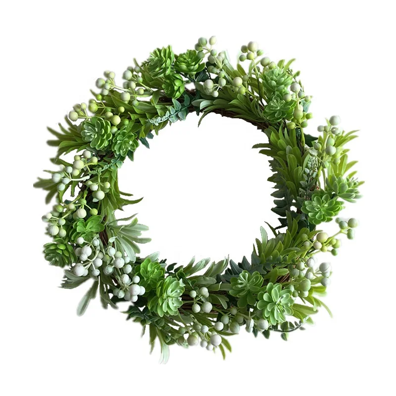 14 inch Artificial faux green berry succulent wreath for Front Door Wall Home Decor
14 inch Artificial faux green berry succulent wreath for Front Door Wall Home Decor