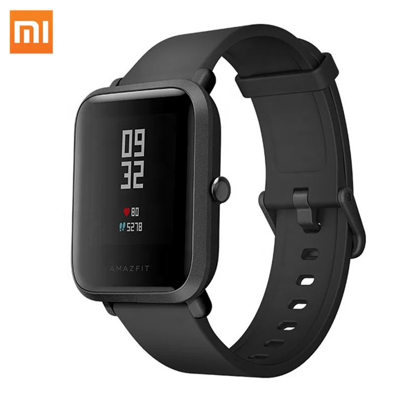 

International Version Original Xiaomi Amazfit Huami Smart Watch Youth Bip Lite IP68 GPS Heart Rate Mi Smartwatch Android Amazfit, Black