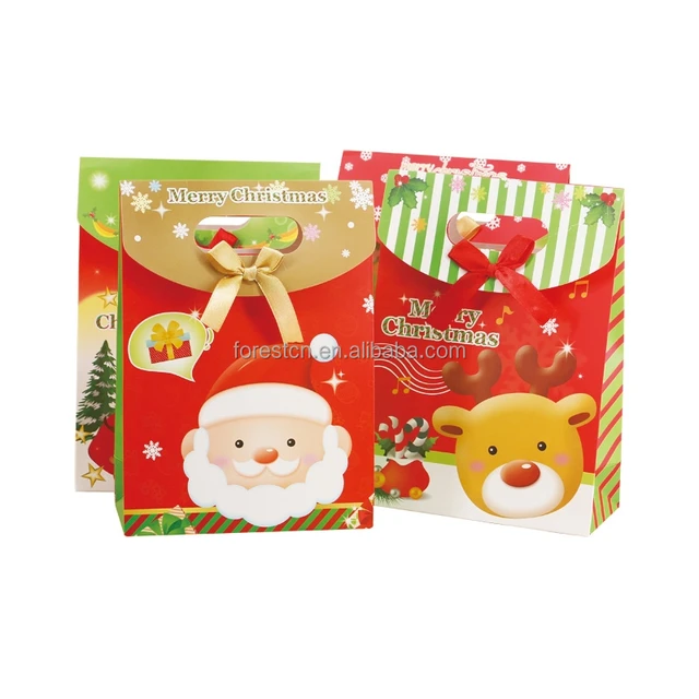christmas candy bag printed paper bag for christmas gift bag