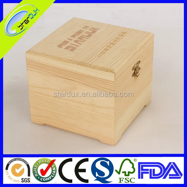 custom unfinished square wooden gift packaging box
