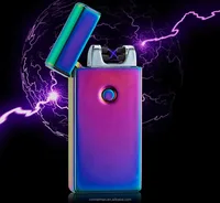 

Fashion Double Pulse Arc Metal Ultra-Thin USB Lighter Creative Charging Electronic Cigarette windproof Lighters
