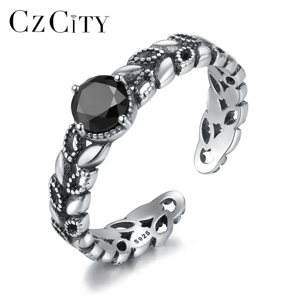 CZCITY Retro 925 Open Leaf Shaped Ring jewelry Sterling Silver Design Girl Black Ring For Woman
CZCITY Retro 925 Open Leaf Shaped Ring jewelry Sterling Silver Design Girl Black Ring For Woman